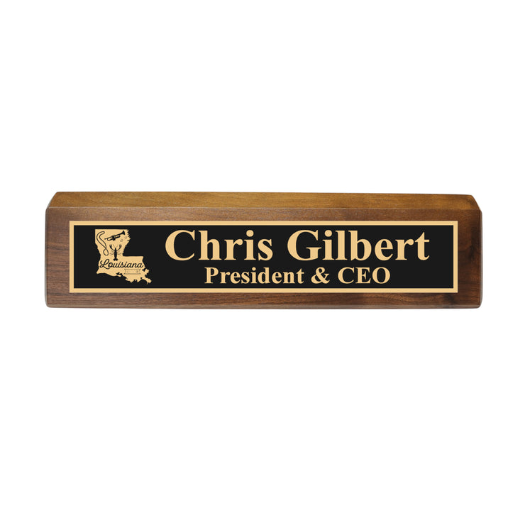 Desk Wedge Name Plate - PERSONALIZED - Louisiana - 11 Inches - Cajun