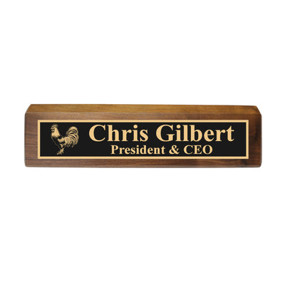 Desk Wedge Name Plate - PERSONALIZED - Chicken - 11 Inches