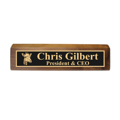Desk Wedge Name Plate - PERSONALIZED - Giraffe - 11 Inches