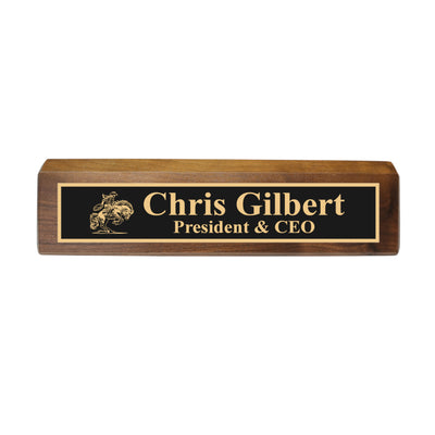 Desk Wedge Name Plate - PERSONALIZED - Bronco - 11 Inches