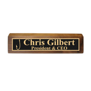 Desk Wedge Name Plate - PERSONALIZED - Fish Hook - 11 Inches