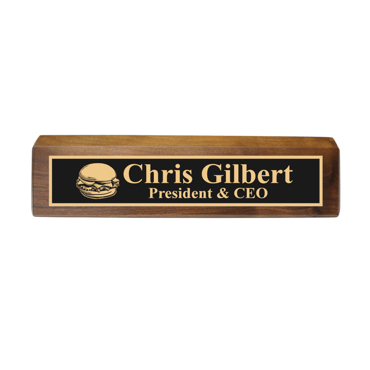 Desk Wedge Name Plate - PERSONALIZED - Hamburger - 11 Inches