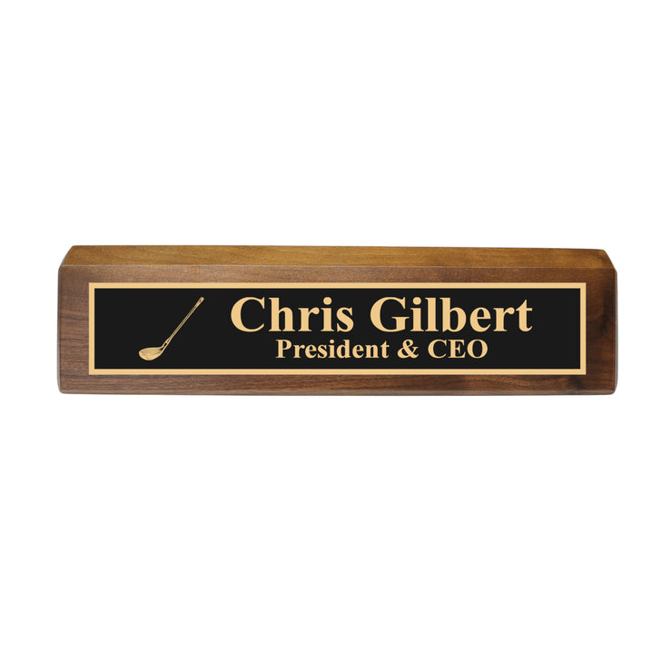 Desk Wedge Name Plate - PERSONALIZED - Golf - 11 Inches