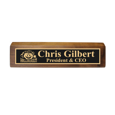 Desk Wedge Name Plate - PERSONALIZED - Happy Halloween - 11 Inches