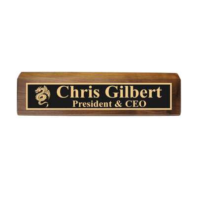 Desk Wedge Name Plate - PERSONALIZED - Flying Dragon - 11 Inches