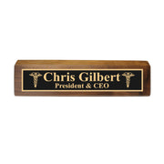 Desk Wedge Name Plate - PERSONALIZED - Desk Wedge Name plate - PERSONALIZED - Pharmaceutical Caduceus Hermes - 11 Inches