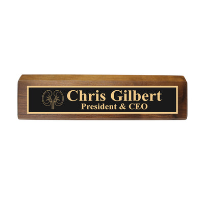 Desk Wedge Name Plate - PERSONALIZED - Kidney - 11 Inches