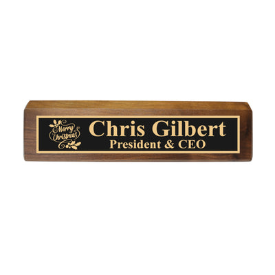 Desk Wedge Name Plate - PERSONALIZED - Merry Christmas - 11 Inches