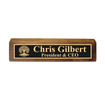 Desk Wedge Name Plate - PERSONALIZED - Celtic Tree of life - 11 Inches
