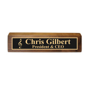 Desk Wedge Name Plate - PERSONALIZED - Treble Clef Music Note - 11 Inches
