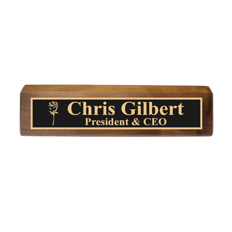 Desk Wedge Name Plate - PERSONALIZED - Rose - 11 Inches