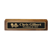 Desk Wedge Name Plate - PERSONALIZED - Gears - 11 Inches