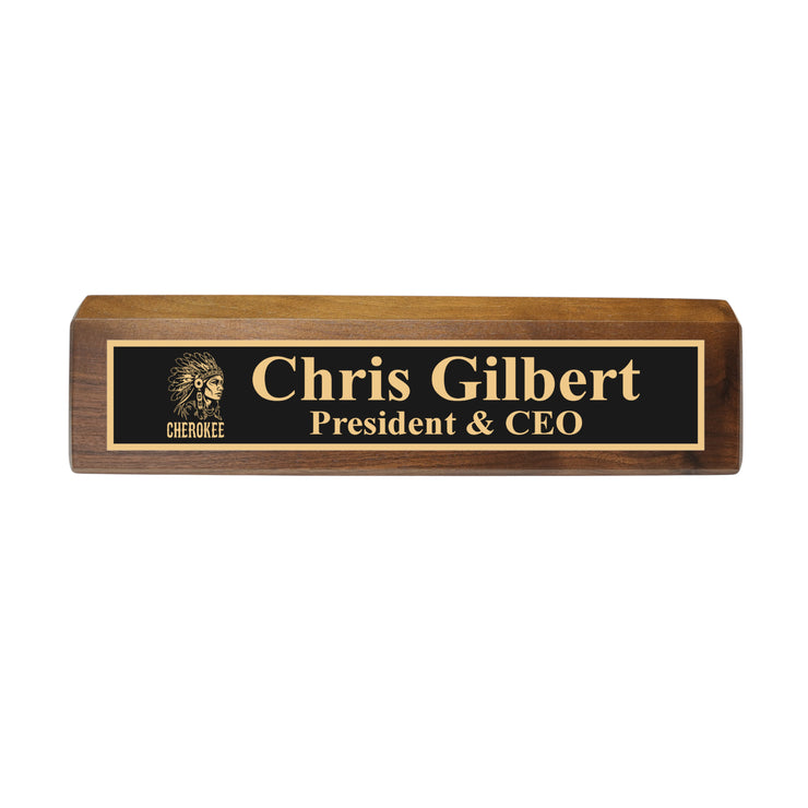 Desk Wedge Name Plate - PERSONALIZED - Cherokee Indian - 11 Inches