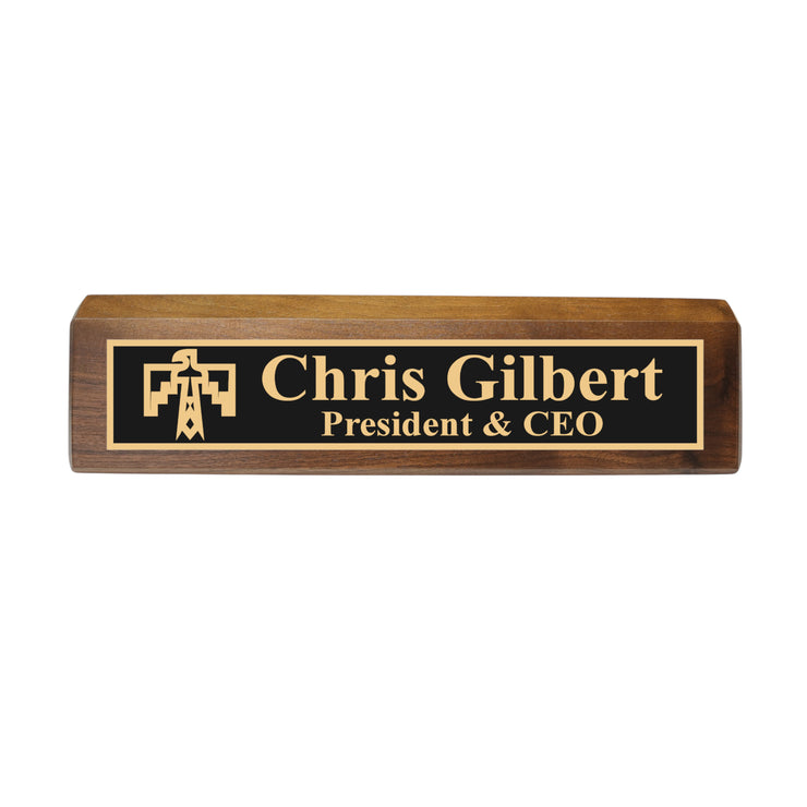 Desk Wedge Name Plate - PERSONALIZED - Thunderbird Native American - 11 Inches