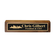 Desk Wedge Name Plate - PERSONALIZED - Charlotte NC Skyline - 11 Inches