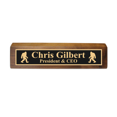 Desk Wedge Name Plate - PERSONALIZED - Bigfoot Sasquatch - 11 Inches