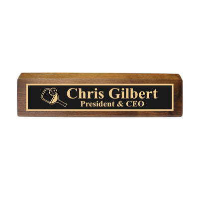 Desk Wedge Name Plate - PERSONALIZED - Pickleball - 11 Inches