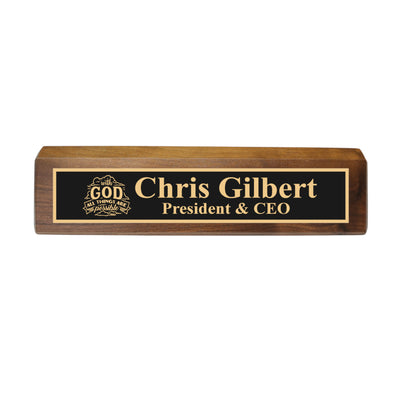 Desk Wedge Name Plate - PERSONALIZED - With God all things are possible - 11 Inches