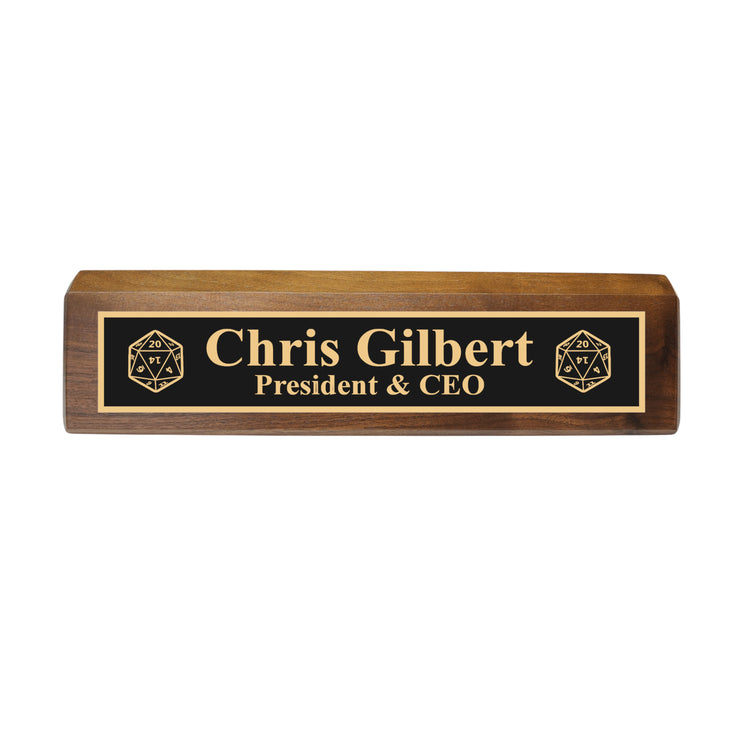 Desk Wedge Name Plate - PERSONALIZED - D20 - 11 Inches