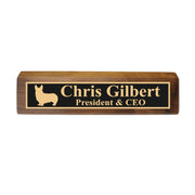 Desk Wedge Name Plate - PERSONALIZED - Corgi - 11 Inches