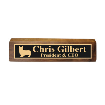 Desk Wedge Name Plate - PERSONALIZED - Corgi - 11 Inches