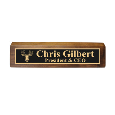 Desk Wedge Name Plate - PERSONALIZED - Moose - 11 Inches