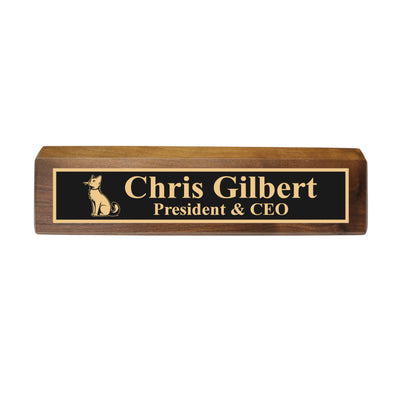 Desk Wedge Name Plate - PERSONALIZED - Cat - 11 Inches