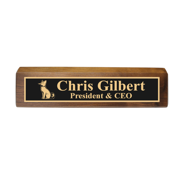 Desk Wedge Name Plate - PERSONALIZED - Cat - 11 Inches