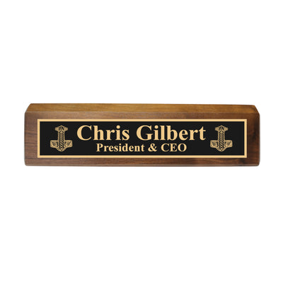 Desk Wedge Name Plate - PERSONALIZED - Mjolnir - 11 Inches