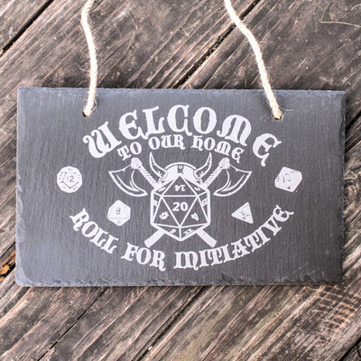 Sign - Slate - Welcome roll for initiative - 12x7in