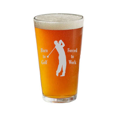16oz Beer Mug - Born to golf forced to work