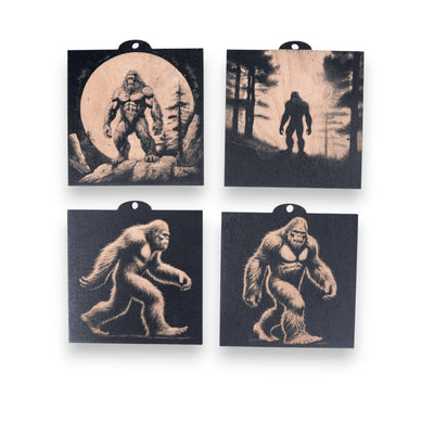 Ornament - BLACK - Bigfoot Sasquatch SET of 4 Ornaments