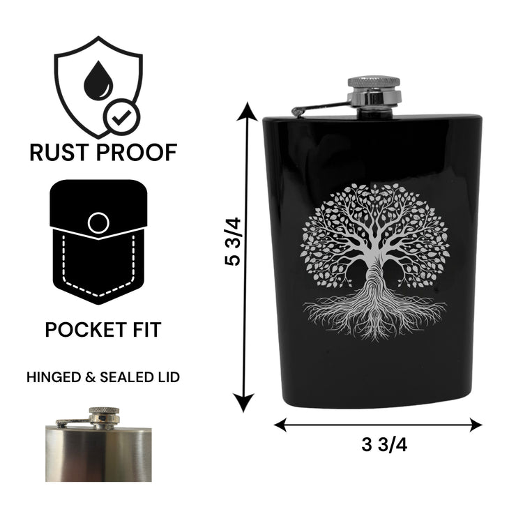 8oz - CUSTOM - Celtic Tree of Life Flask
