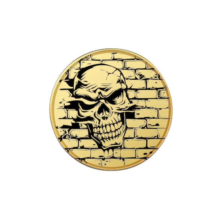 Challenge Coin - PERSONALIZED - CUSTOM - Angry Skull through brick