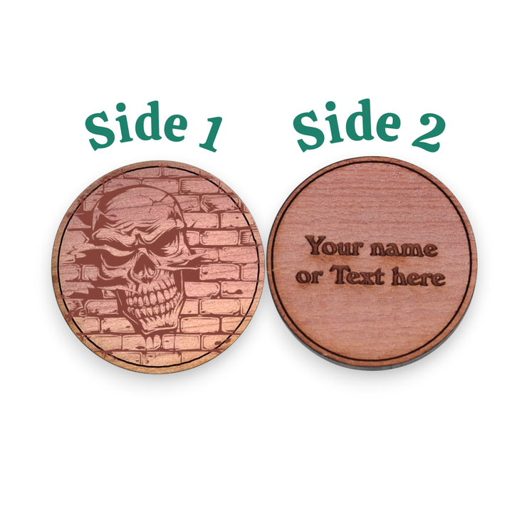 Challenge Coin - PERSONALIZED - CUSTOM - Angry Skull through brick