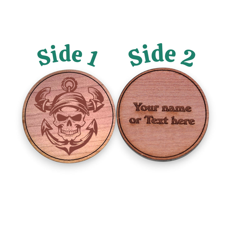 Challenge Coin - PERSONALIZED - CUSTOM - Pirate Skull Anchor