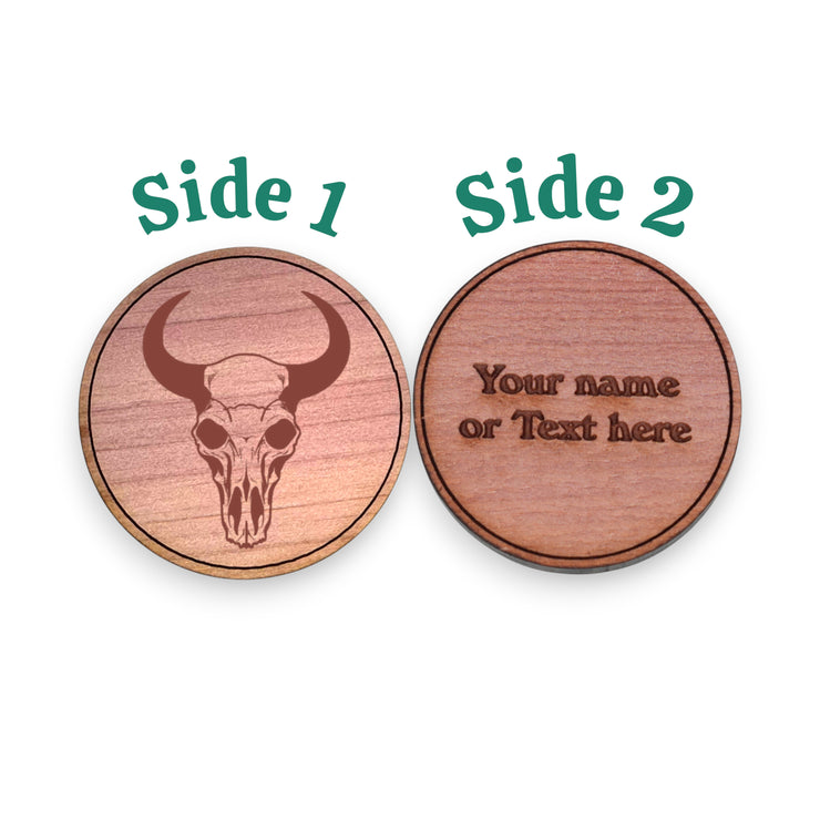 Challenge Coin - PERSONALIZED - CUSTOM - Cow Skull