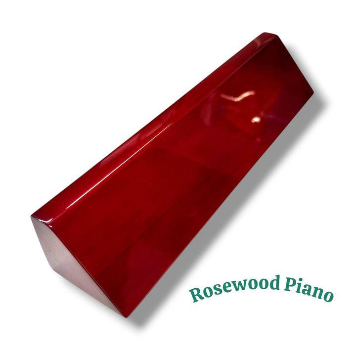 HipFlaskPlus 11-inch desk wedge name plate in a glossy rosewood piano finish for professional office desks.