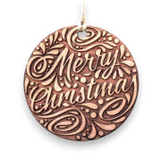 Merry Christmas - Raw Cedar Ornament 3x3in