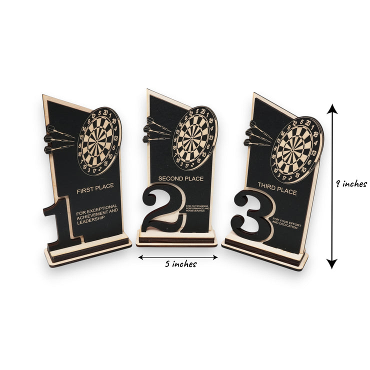 Trophy Award - CUSTOM - Darts - 1st 2nd 3rd Place - 9x5 Inches