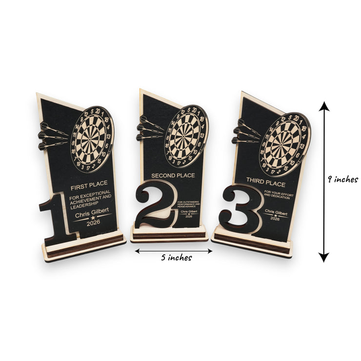 Trophy Award - PERSONALIZED - Darts - 1st 2nd 3rd Place - 9x5 Inches