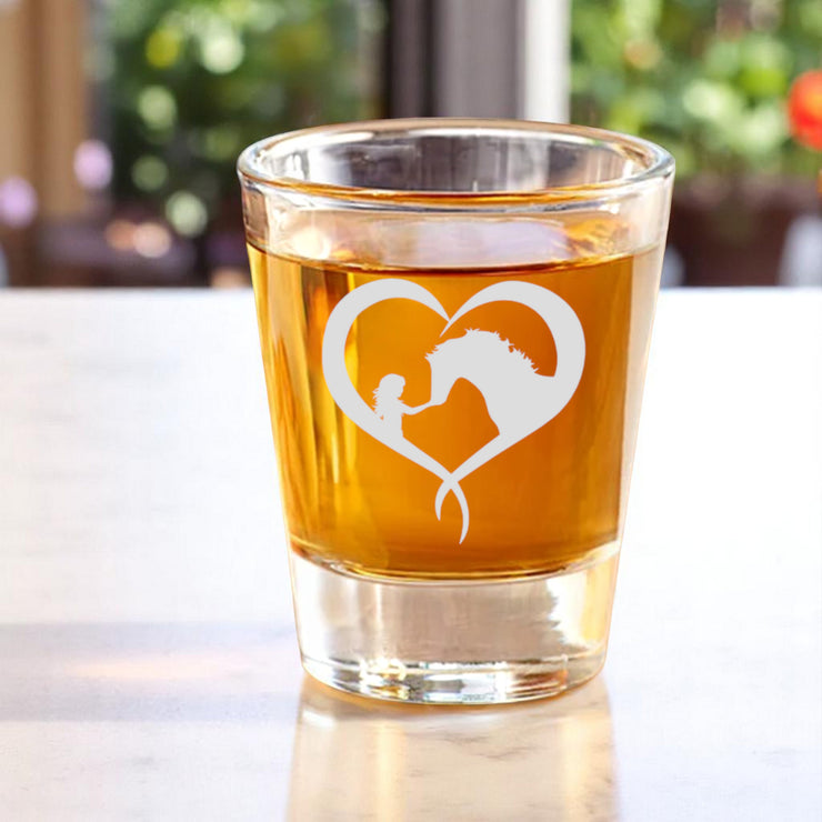 2oz Girl and Horse Heart Shot Glass