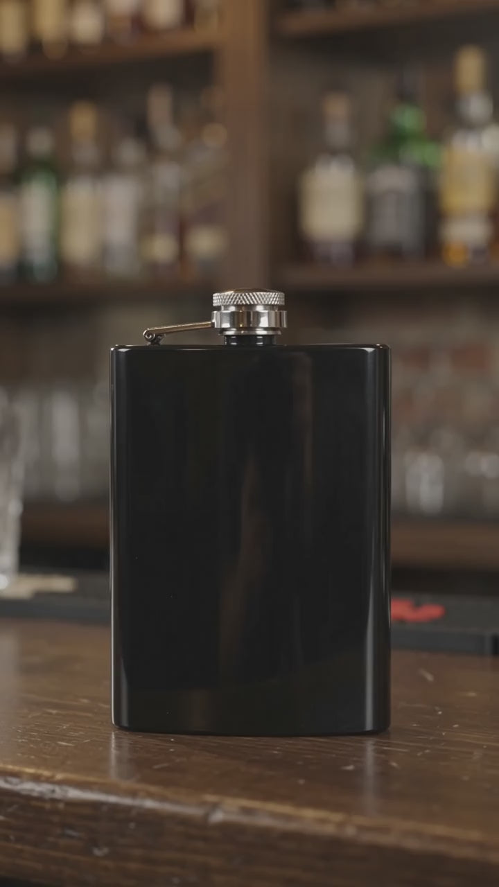 HipFlaskPlus 8oz black stainless steel hip flasks groomsman gift set of 15 video