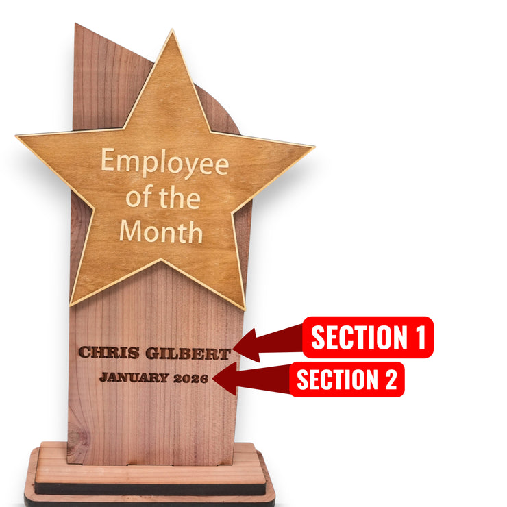 Trophy Award CEDAR  - PERSONALIZED - Employee of the Month - 9x5 Inches