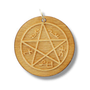 Necklace - Demon Trap - Snake and Cable Link chains - Birch Wood
