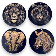 Ornament - Black - Fancy Animals SET of 4