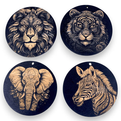 Ornament - Black - Fancy Animals SET of 4