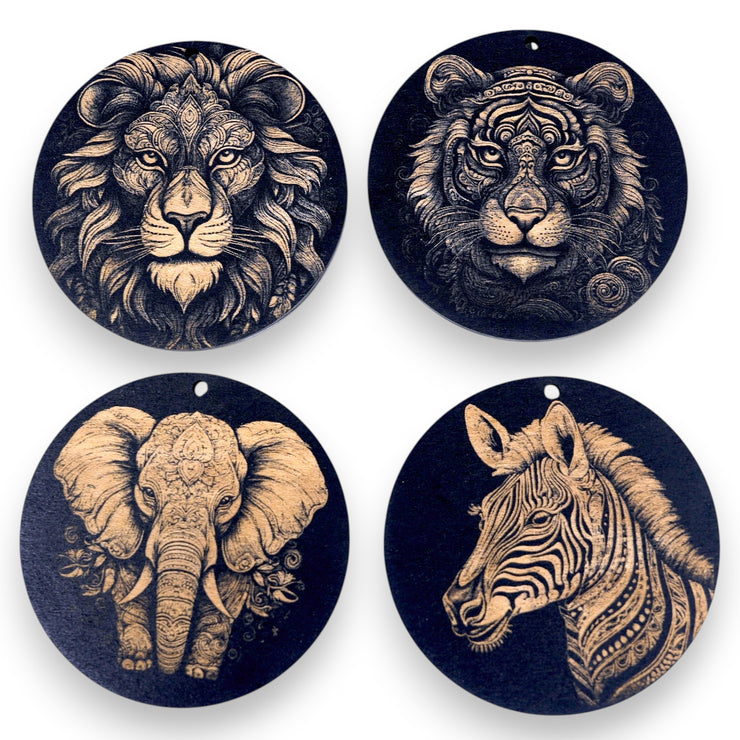 Ornament - Black - Fancy Animals SET of 4