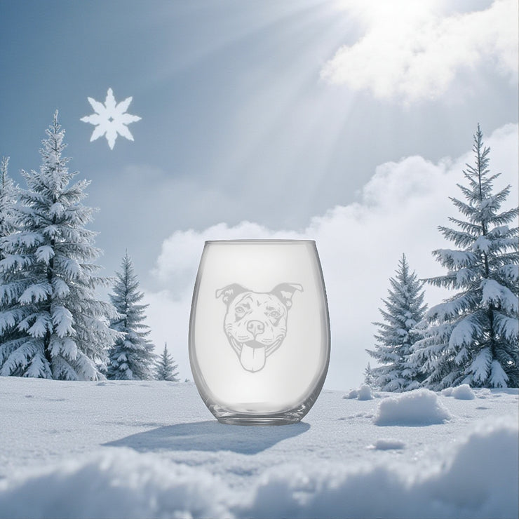 15oz Stemless Wine Glass - Pit Bull