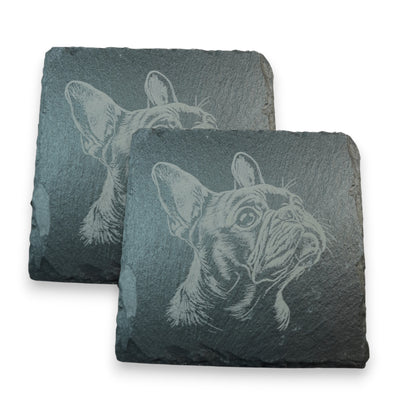 Coaster - Slate - French Bulldog - SET OF 2 - Dog